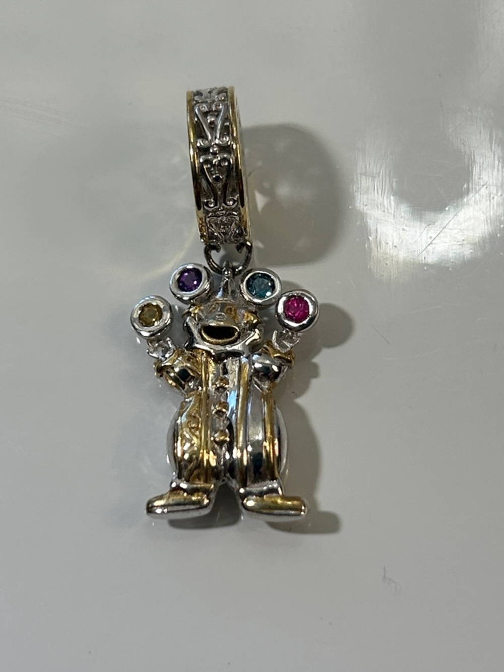 NWOT Gems En Vogue Palladium 18k Accent Circus Clown Euro Pandora Style Charm